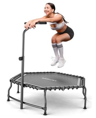  50'' Fitness Rebounder, 550 lbs Capacity Bungee Trampoline with Silver