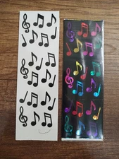 Hambly Studios Music Notes Sparkly Scrapbook Stickers Prismatic VTG S232