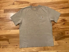 Carhartt Work Brown Short Sleeve T-Shirt Men Large Heavy Cotton Pocket Crew Neck