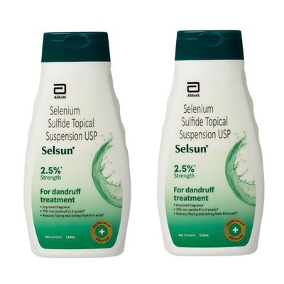 Abbott Selsun Anti-Dandruff Shampoo 120ml   Pack of 2, Controls Flakes & Oil