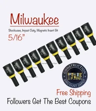 10 Pack Milwaukee SHOCKWAVE Impact Duty Insert Magnetic Nut Driver 5/16"