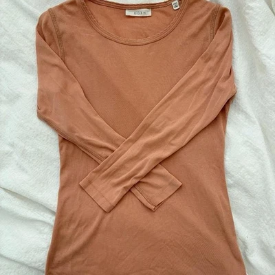 Doen Rust Orange Long Sleeve Blouse Top Size S