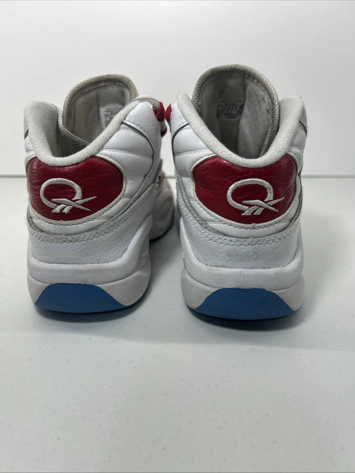 Reebok Question Mid Sneakers Youth Size 1 White/Red - Image 4 of 4