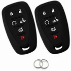 2Pcs Black Silicone For Chevrolet Corvette Camaro 6 Buttons Key Case Fob Cover
