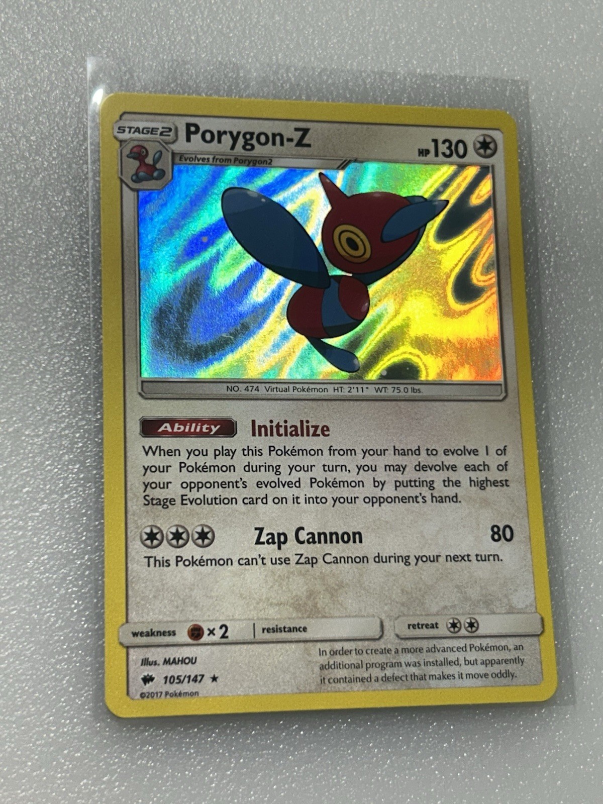 2017 Pokémon Sun & Moon Burning Shadows #105/147 Porygon-Z Holo Rare TCG.