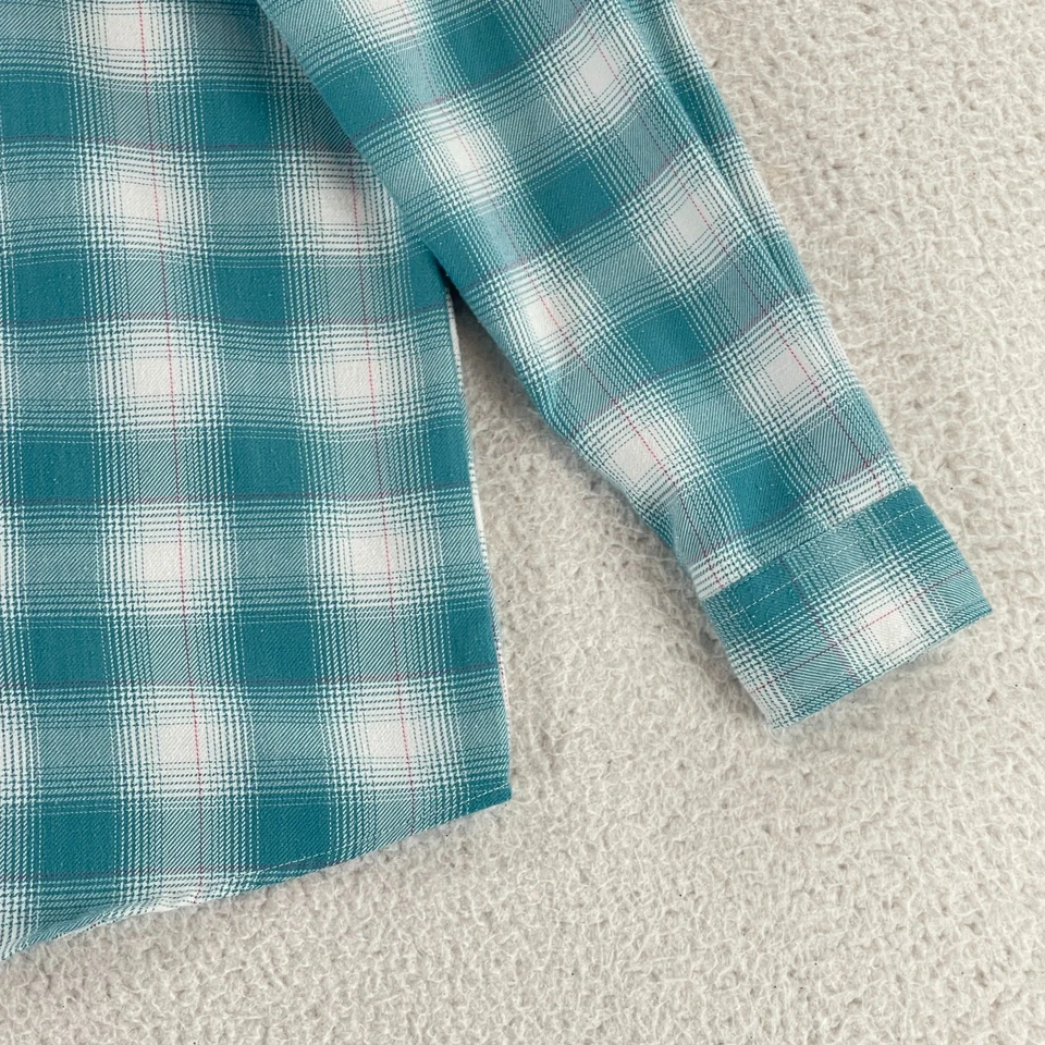 Camisa con botones de franela Dixxon Youth Fria para niños talla XL azul a cuadros manga larga Foto 4 de 4