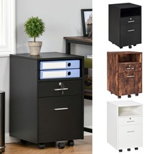Mobile File Cabinet Lockable Documents Storage w/ 5 Wheels 39.5x40x60cm