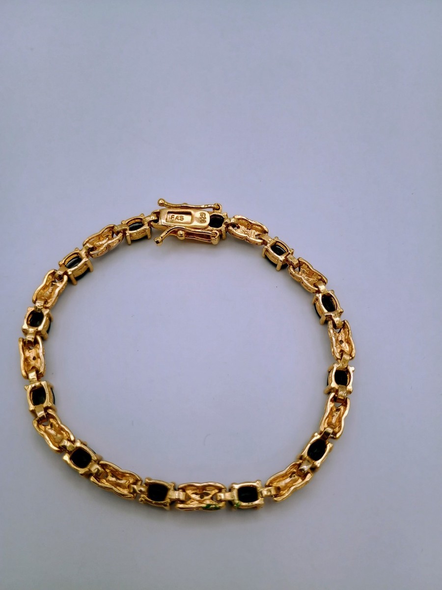 Designer FAS Gold Vermeil Sterling Silver Sapphires Tennis Bracelet View 4