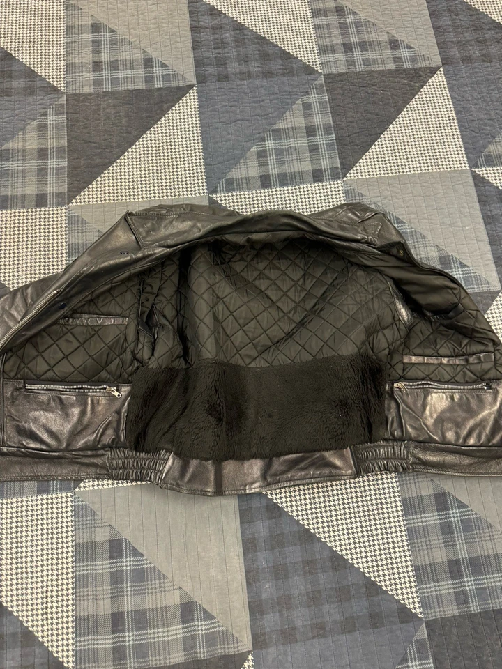 Jaqueta de couro vintage década de 1970 uniformes de couve Chicago polícia forrada falhas - Imagem 2 de 4