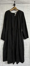World Market Women's Black Midi Dress Long Sleeve Fit and Flare Cotton XL 16-18
