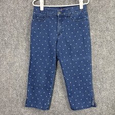 NYDJ Jeans Womens Size 6 Blue Anchors Crop Lift X Tuck Nautical