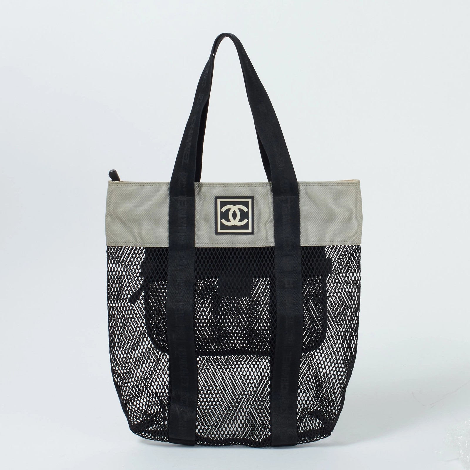 Chanel Black Mesh Sports Tote Bag Preowned with Guarantee