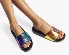 Kurt Geiger London Meena Eagle Rainbow Metalic Multi Sliders Sandals Size UK 3