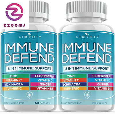 8 in 1 Immune Defense Support, Immunity Vitamins Supplement Booster Zinc 50Mg, V