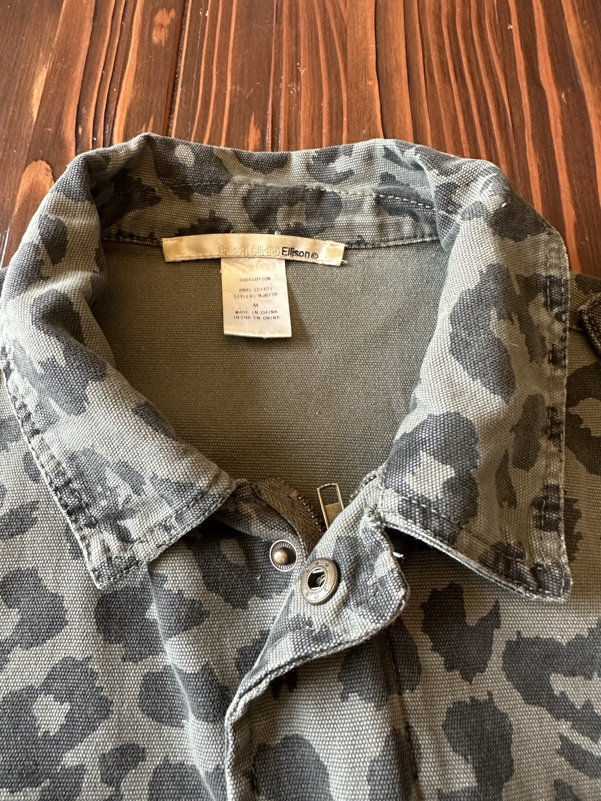 Ellison Leopard Utility Jacket Medium Olive Cargo… - image 3
