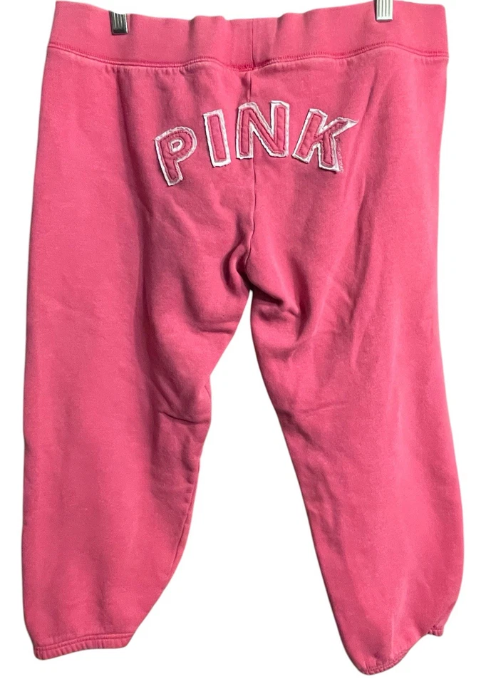 Pantalones deportivos vintage Y2K Victoria’s Secret ROSA rosa intenso logotipo trasero para mujer grandes Foto 4 de 4