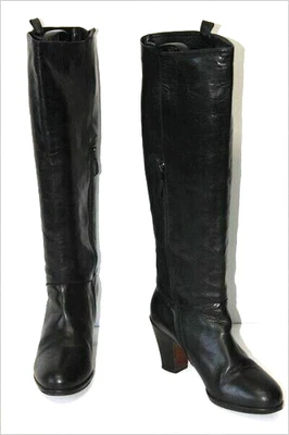 DRIES VON NOTEN Bottes à Talons Cuir Noir Doublées Cuir T 39.5 BE - Photo 1/4