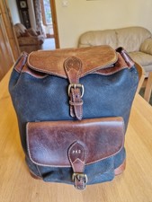 Vintage Timberland Leather Backpack- Black Pebbled Leather w/ Brown Leather Trim