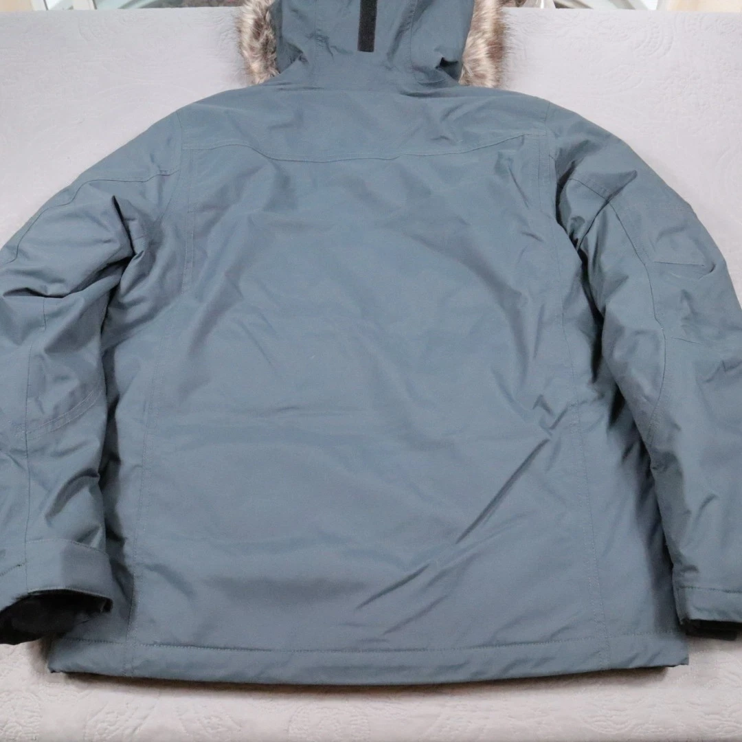 Eddie Bauer Nordic Down Parka Mens Small Blue WeatherEdge Faux Fur Hooded EB550 - product detail image 8
