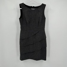 Womens Minimalist Preppy Sheath Dress Size 10P Office Career Tiered Professional