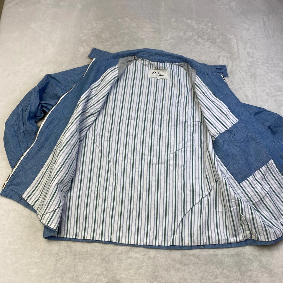 Jaqueta Harrington Vintage Duke Masculina Azul Chambray Leve Zíper Completo - Imagem 4 de 4