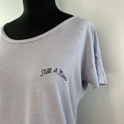 Victoria's Secret VS PINK STILL A MESS Blue Gray Open Back Top XS RARE