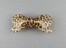 Cheetah barrette Leopard print curved hair clip accessory 3.25" long Brown Tan