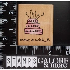 Hampton Art Rubber Stamps MAKE A WISH BIRTHDAY CAKE CANDLES #BIN5