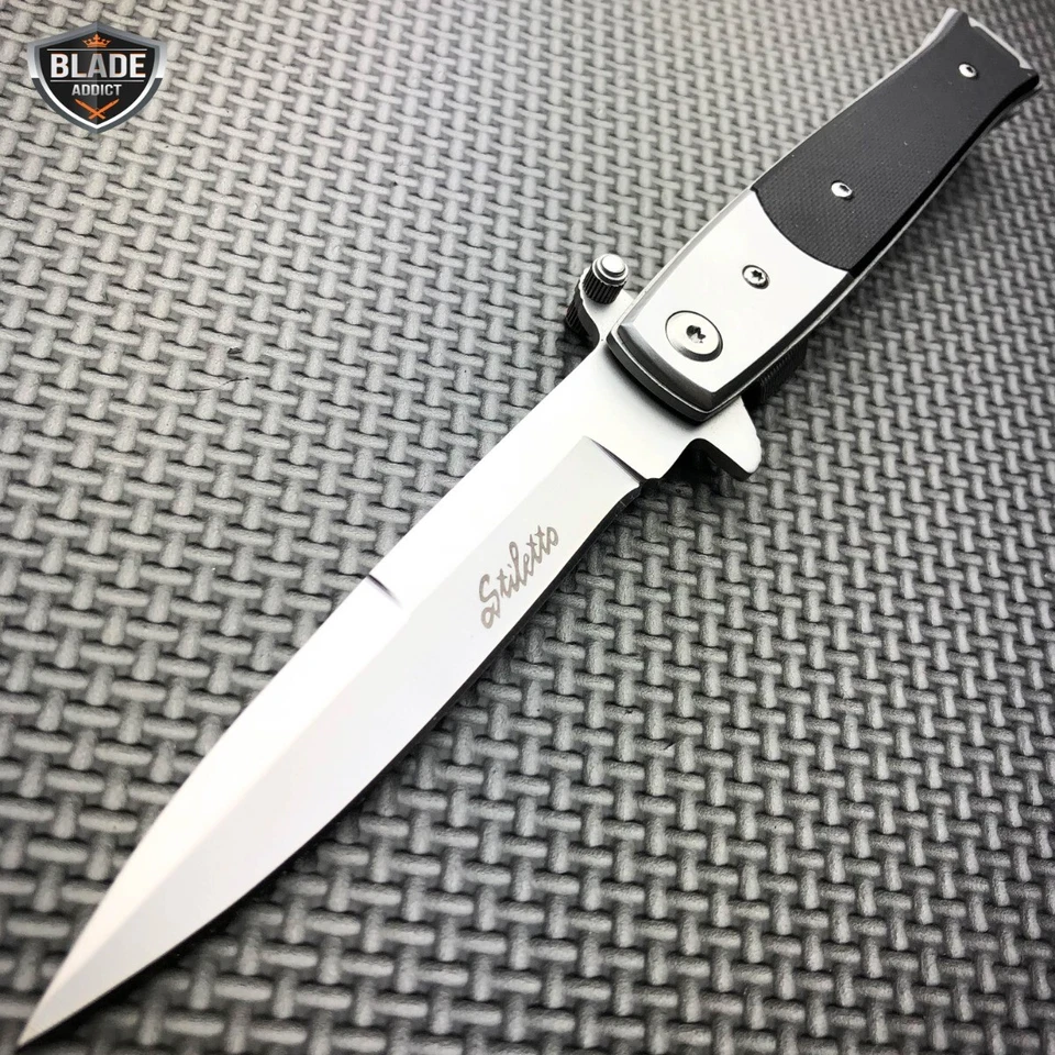 Navaja de Bolsillo Plegable Asistida con Resorte Táctica Stiletto Italiana Milano de 9" Foto 2 de 4