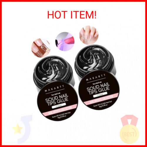 Makartt Solid Nail Glue Gel: Nail Glue for Press on Nails 2pcs, Clear Solid Gel