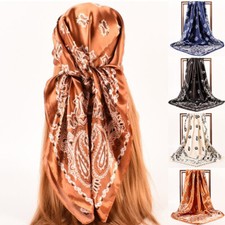 90 90cm Hijab Foulard Kopftuch Muslimisch Tücher Und Satin Cashew Blume Schal J