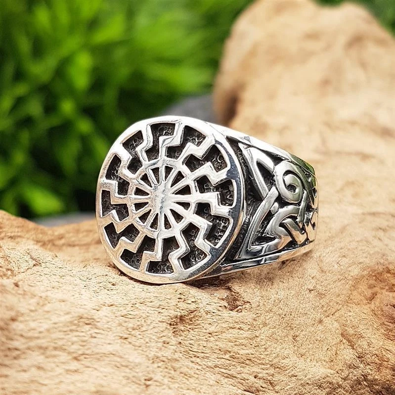 Schwarze Sonne Ring aus 925 Sterling Silber - Bild 2 von 4