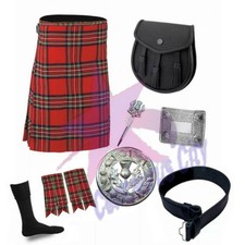 Kilt uomo scozzese Royal Steward tartan 5 iarde Highland set 8 pezzi set kilt