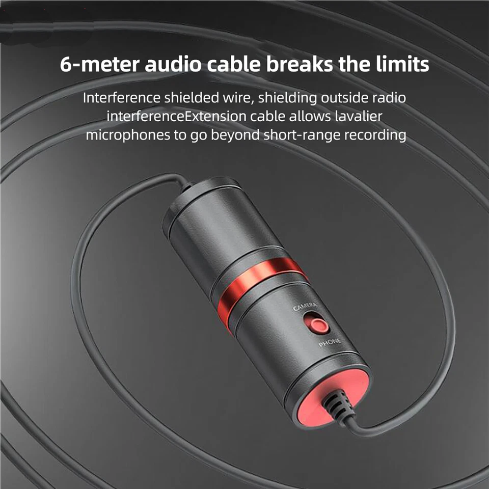 Lavalier Microphone for iPhone Android DSLR Omnidirectional Condenser 6m 3.5mm - Image 2 of 4