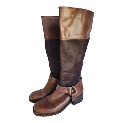 Lucky Brand BOOTS  Engineer Harness Calf hair Shaft Moto Women's US 7 1/2  Moto