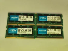 16GB (4X4GB) CRUCIAL DDR3L 4GB 1333MHZ PC3L-10600U SODIMM LAPTOP RAM 1.35V CL9