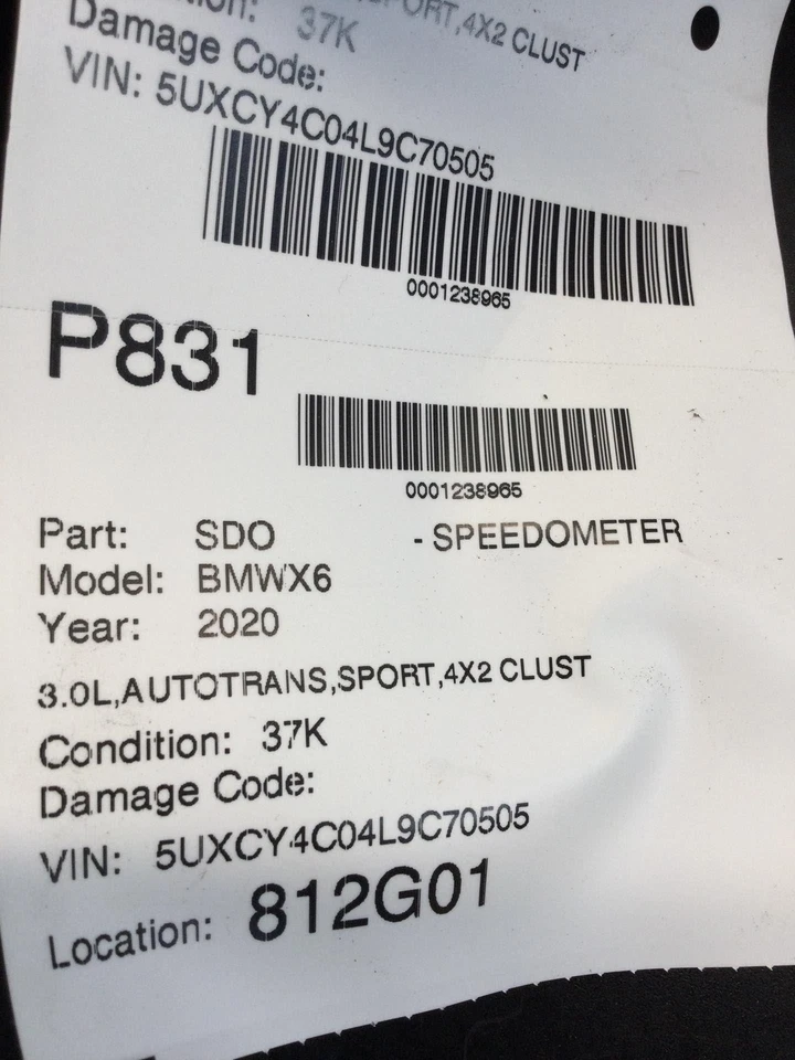 20 BMW X6 спидометр кластер 62105A0F1F0 - Изображение 4 из 4