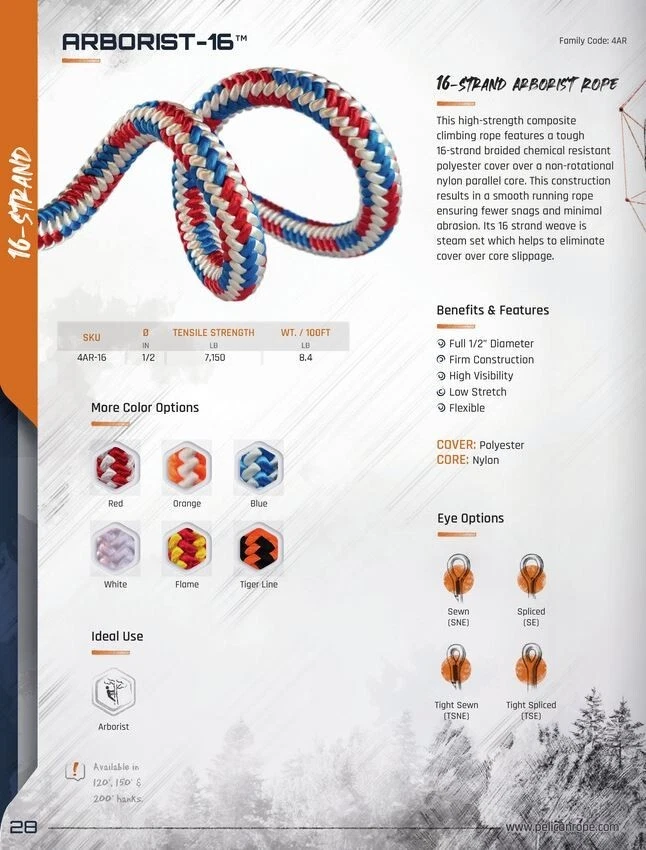 PR Arborist 16 hilos rojo/amarillo 1/2" x 105' Foto 4 de 4