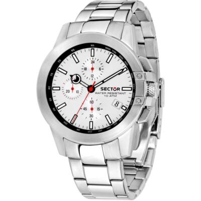 Sector 480 Orologio Uomo Cronografo Acciaio Bianco R3273797003 45mm 10ATM