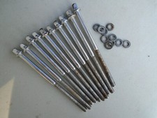  10 VINTAGE LUDWIG 4 and 3/16" MARCHING SNARE TENSION RODS-BRASS WASHERS-VG 
