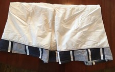 Pottery Barn Kids Navy Blue White Stripe Crib Skirt Bedskirt Dust Ruffle Pleated