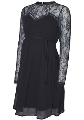 Ladies Maternity Navy Lace Dress Blue Long Sleeve Winter Women's New Skater  | eBay UK