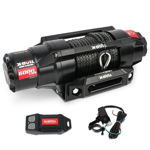 X-BULL Electric Winch 6000lbs 12V DC Synthetic Rope Truck Towing Trailer ATV NEW