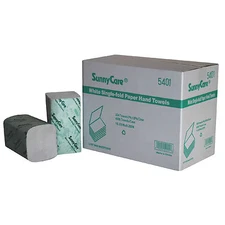 SunnyCare 4000/cs White Singlefold Hand Towels 250/pk;16pks/cs big size