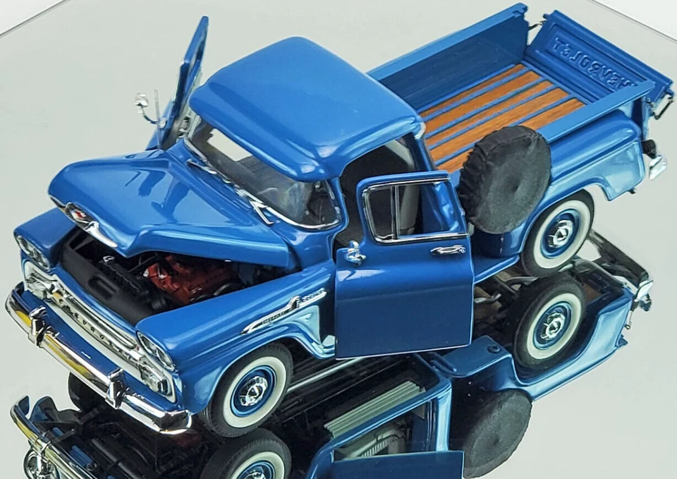 Camioneta Chevy 55 1:24 camioneta Hot Rat Rod 18 carrera 12 azul 57 1955 1957 Foto 2 de 4