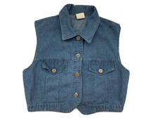 EUC VTG No Boundaries Blue Denim Vest Size Med Made In USA