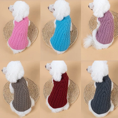 Winter Knitted Puppy Dog Jumper Sweater Pet Knit Clothes For Small Dogs Dog Coat - Picture 4 of 26
