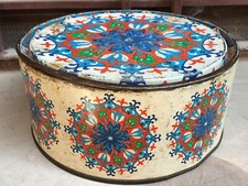 Vintage Old Decorative Round Floral Litho Print Sweets Candy Tin Box Collectible