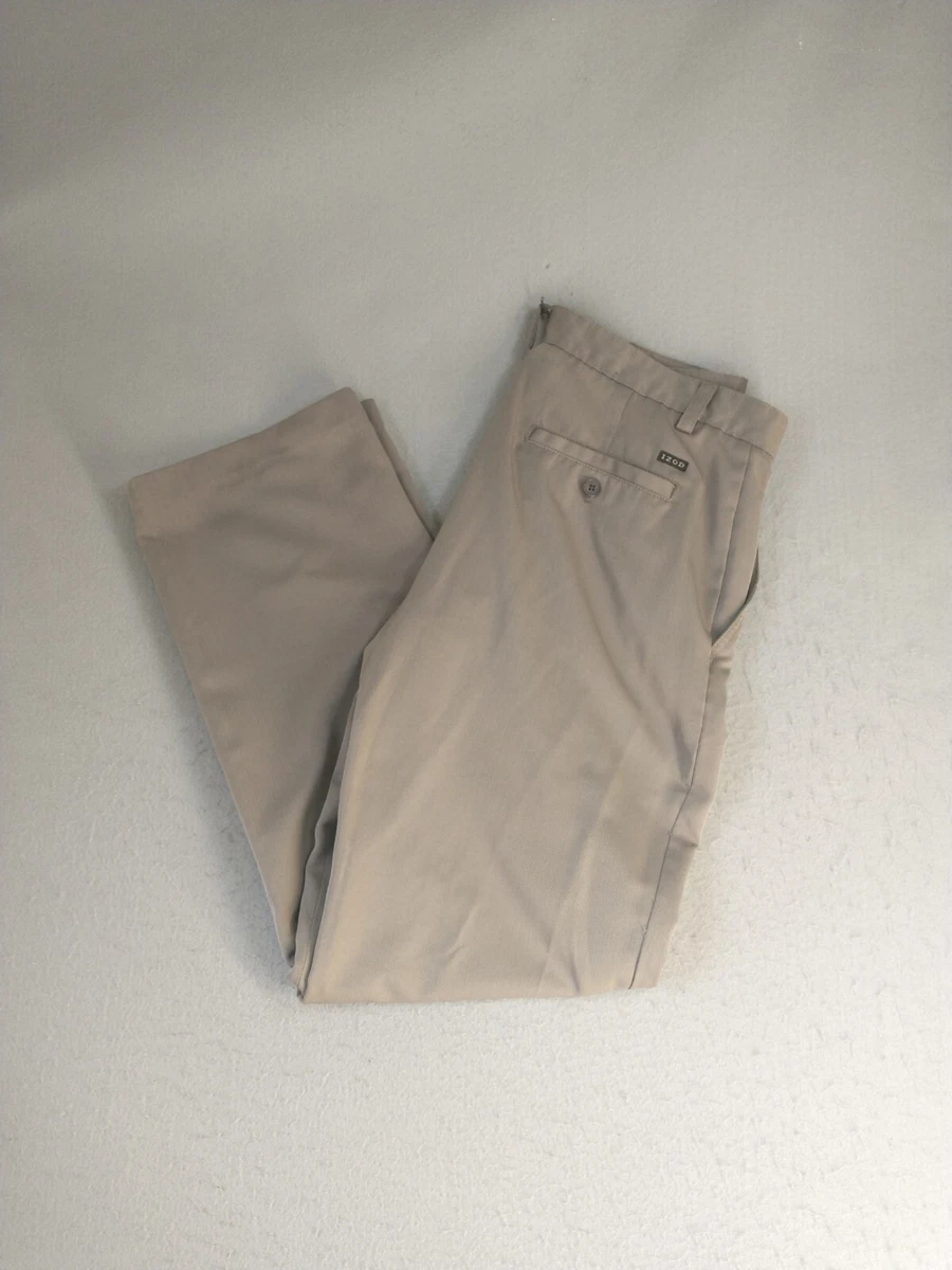 Izod PerformX Mens Pants 32X32 Brown Straight Flat Front
