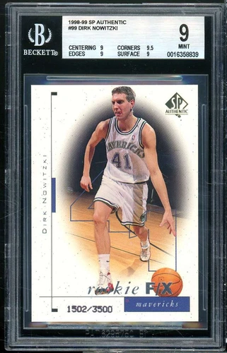 Dirk Nowitzki Rookie Card 1998-99 SP Authentic #99 BGS 9 (9 9.5 9 9)